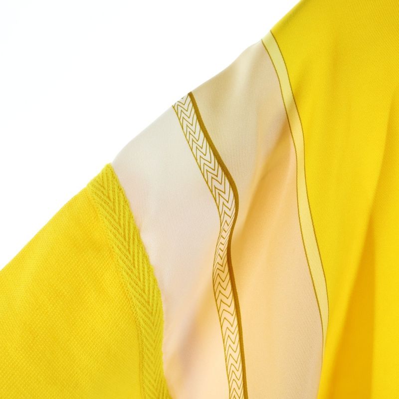 Hermes Twill Raine Silk Switched Long Sleeved Knit Sweater Women's Yellow