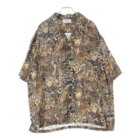 Celine 22SS Leopard Open Collar Short Sleeve Pattern Shirt Brown 2c517251s