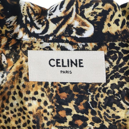 Celine 22SS Leopard Open Collar Short Sleeve Pattern Shirt Brown 2c517251s