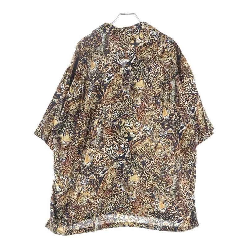 Celine 22SS Leopard Open Collar Short Sleeve Pattern Shirt Brown 2c517251s