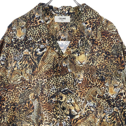 Celine 22SS Leopard Open Collar Short Sleeve Pattern Shirt Brown 2c517251s