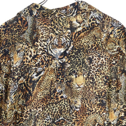 Celine 22SS Leopard Open Collar Short Sleeve Pattern Shirt Brown 2c517251s