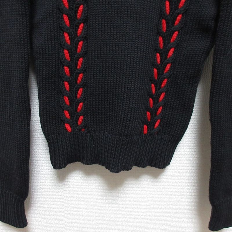 Good Celine Turtleneck Cable Knit Sweater Size S Navy and Red Women's Used