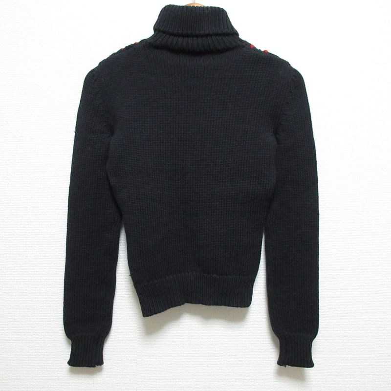 Good Celine Turtleneck Cable Knit Sweater Size S Navy and Red Women's Used