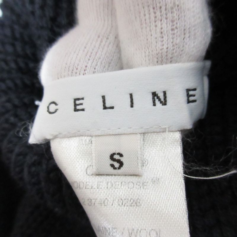 Good Celine Turtleneck Cable Knit Sweater Size S Navy and Red Women's Used