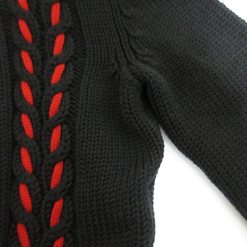 Good Celine Turtleneck Cable Knit Sweater Size S Navy and Red Women's Used