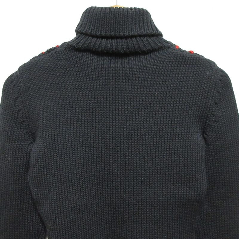 Good Celine Turtleneck Cable Knit Sweater Size S Navy and Red Women's Used