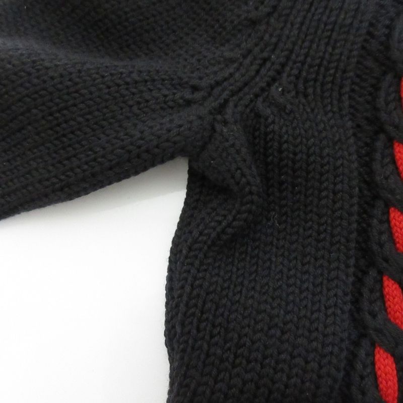 Good Celine Turtleneck Cable Knit Sweater Size S Navy and Red Women's Used