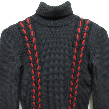 Good Celine Turtleneck Cable Knit Sweater Size S Navy and Red Women's Used