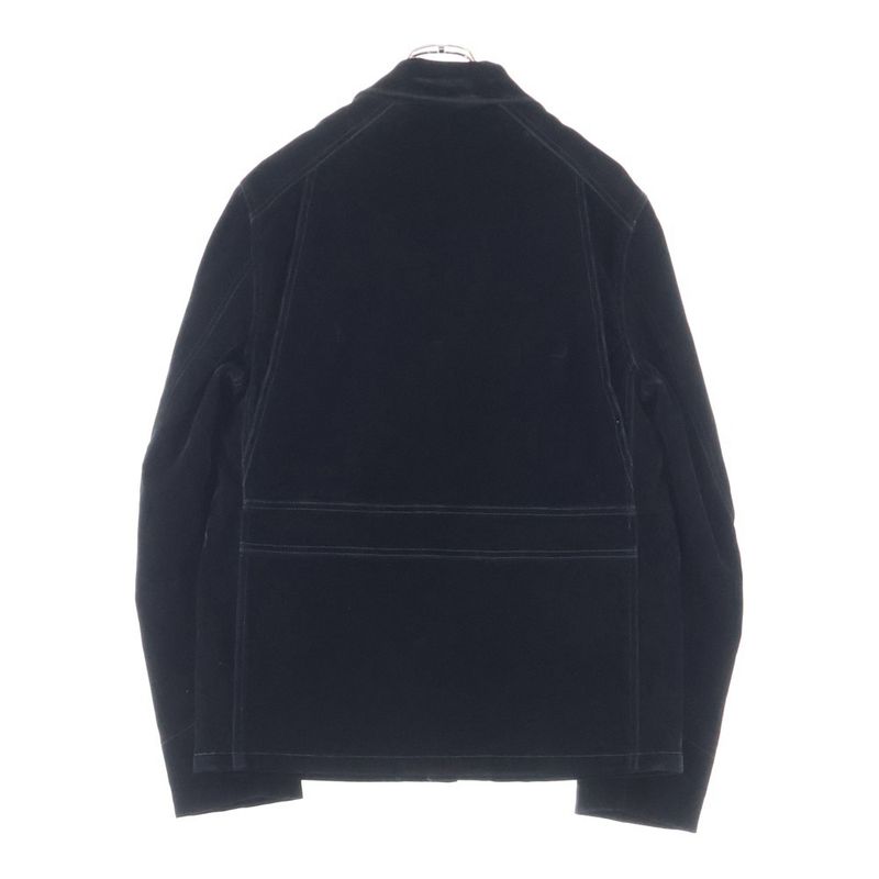 Prada 24SS Velvet Denim Blouson Jaket Triangle Logo Velvet Blouson Jacket Black