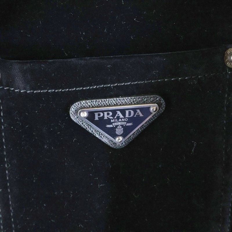 Prada 24SS Velvet Denim Blouson Jaket Triangle Logo Velvet Blouson Jacket Black