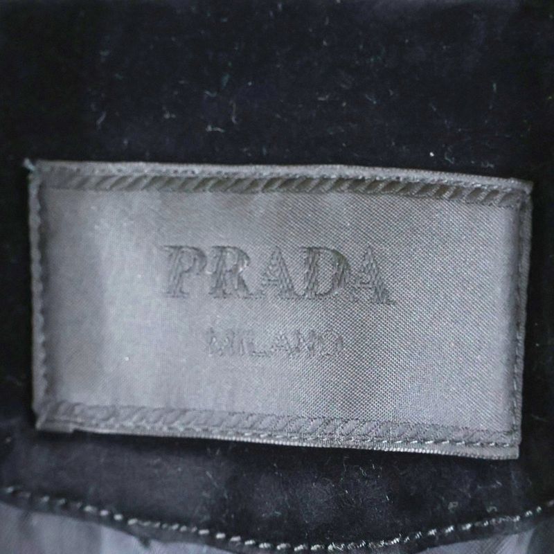 Prada 24SS Velvet Denim Blouson Jaket Triangle Logo Velvet Blouson Jacket Black