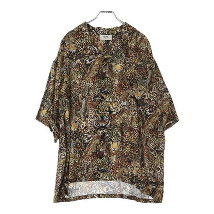 Celine 22SS Leopard Print Open Collar Short Sleeved All Over Shirt Brown