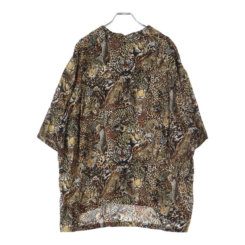 Celine 22SS Leopard Print Open Collar Short Sleeved All Over Shirt Brown