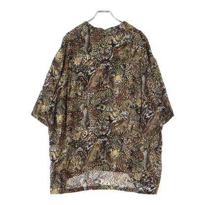 Celine 22SS Leopard Print Open Collar Short Sleeved All Over Shirt Brown