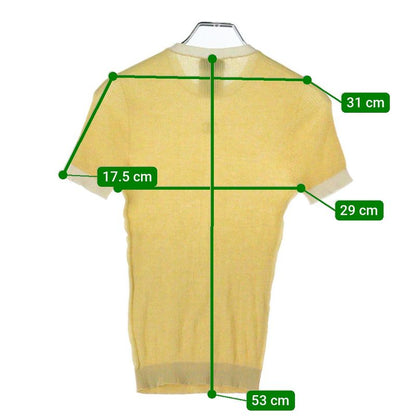 Chanel 22P Rhinestone Coco Mark Cotton Short Sleeved Knitted Sweater Yellow