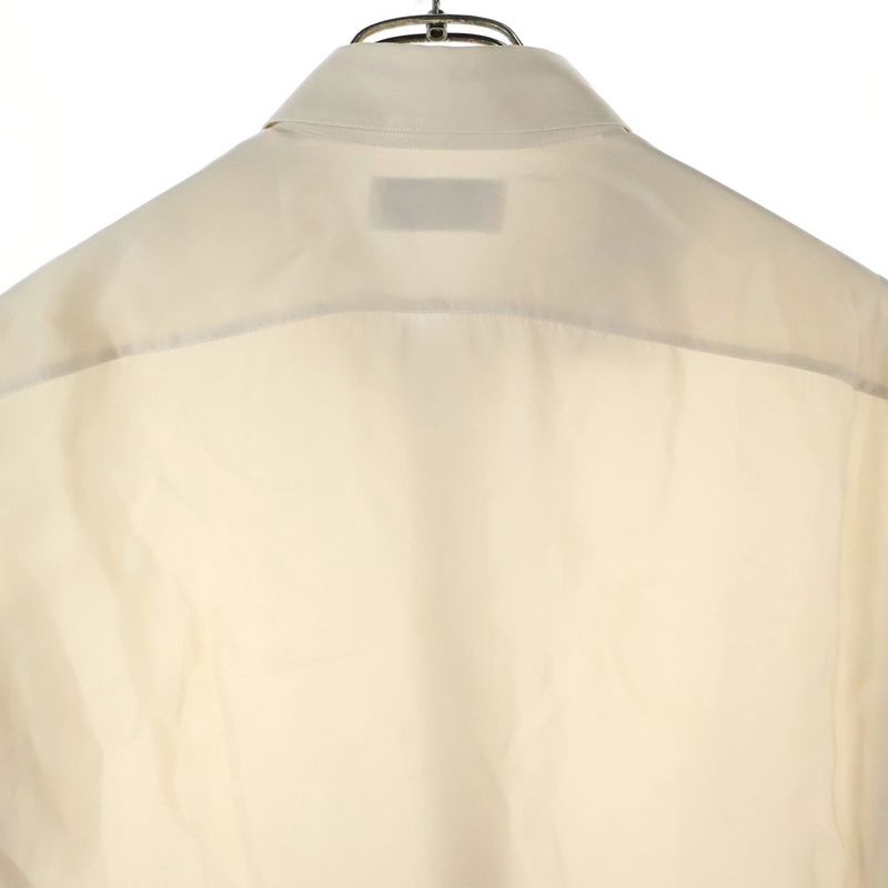 Saint Laurent Paris Silk Plain Long Sleeved Shirt With Plain Ivory Ribbed Wings