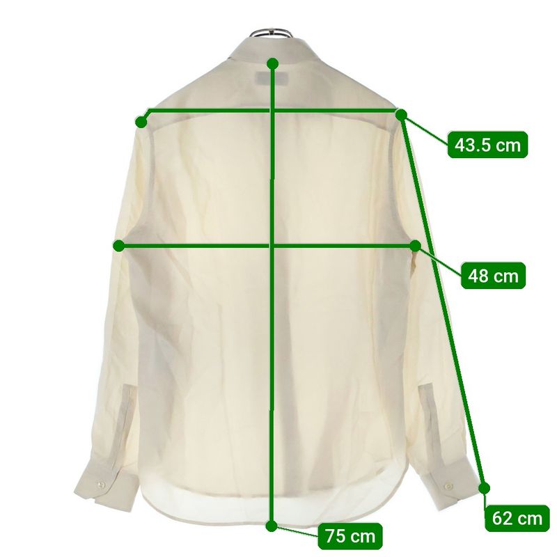 Saint Laurent Paris Silk Plain Long Sleeved Shirt With Plain Ivory Ribbed Wings