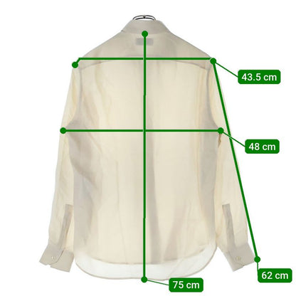 Saint Laurent Paris Silk Plain Long Sleeved Shirt With Plain Ivory Ribbed Wings