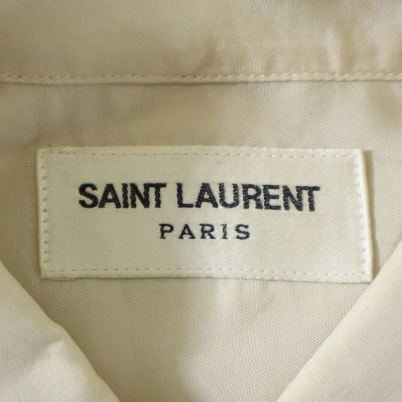 Saint Laurent Paris Silk Plain Long Sleeved Shirt With Plain Ivory Ribbed Wings
