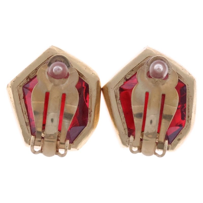 Chanel Coco Mark Gripoa Earrings 01A Red And Gold GP
