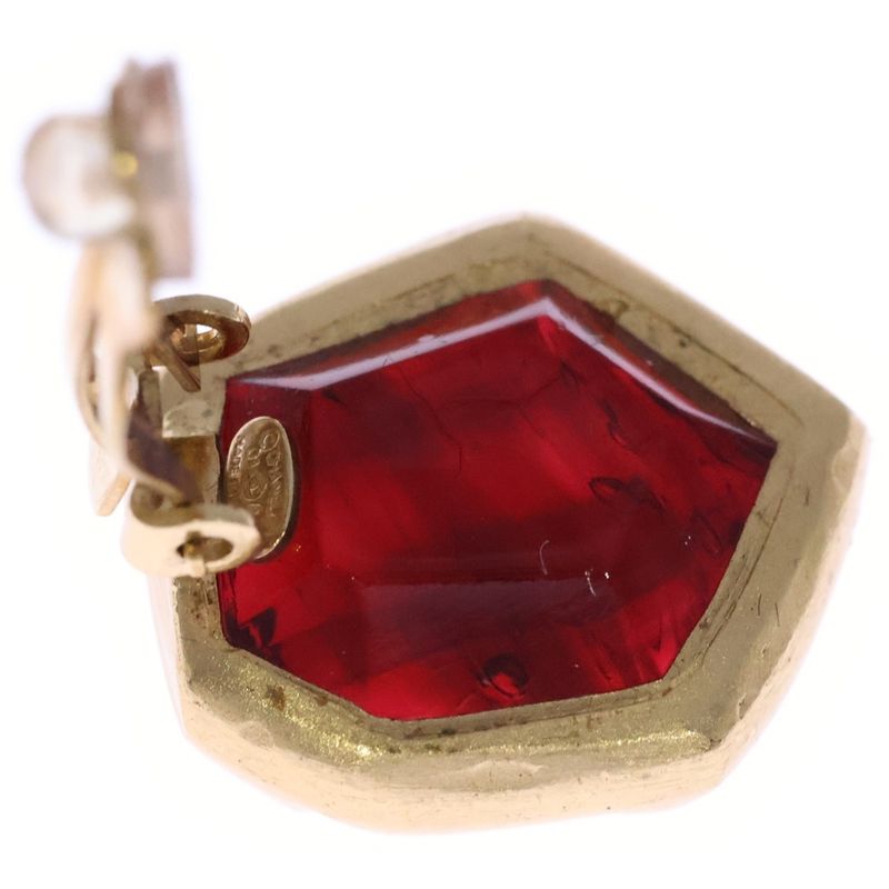 Chanel Coco Mark Gripoa Earrings 01A Red And Gold GP