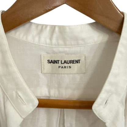Saint Laurent Paris Long Sleeve Open Collar Shirt Oversize D 37 14 1/2 White