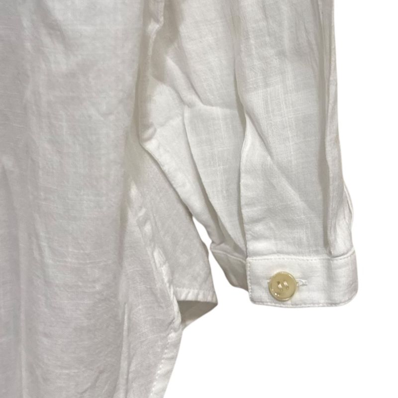 Saint Laurent Paris Long Sleeve Open Collar Shirt Oversize D 37 14 1/2 White