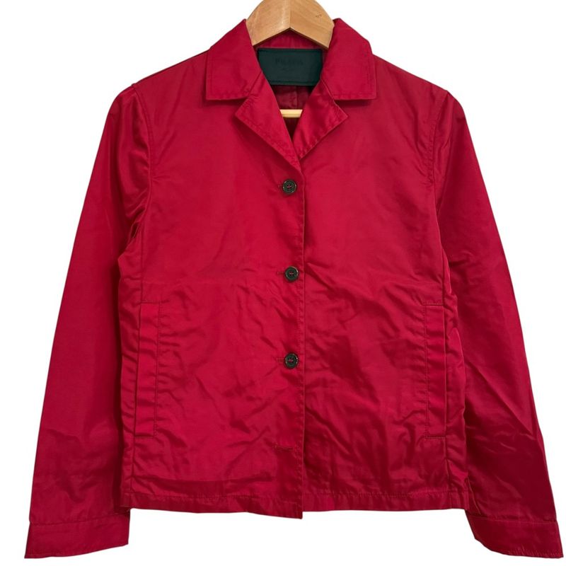 Good Prada Vintage Nylon Jacket Size 42 Red Ladies Used