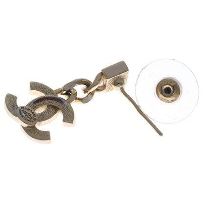 Chanel Coco Mark Rhinestone Earrings Ab9352 Gold Ladies