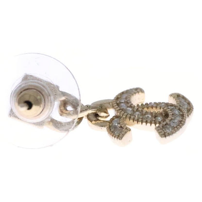 Chanel Coco Mark Rhinestone Earrings Ab9352 Gold Ladies