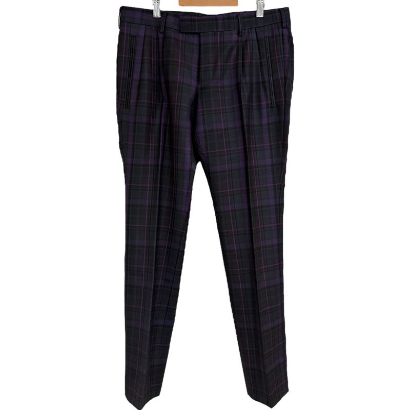 Gucci Checkered Slack Pants 44 Purple and Gray Men's Used