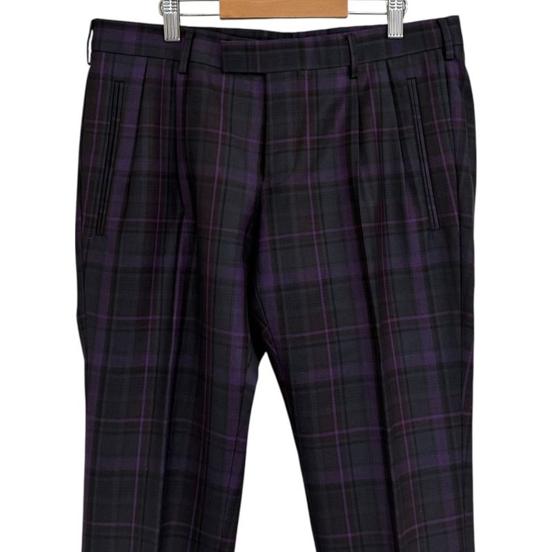 Gucci Checkered Slack Pants 44 Purple and Gray Men's Used
