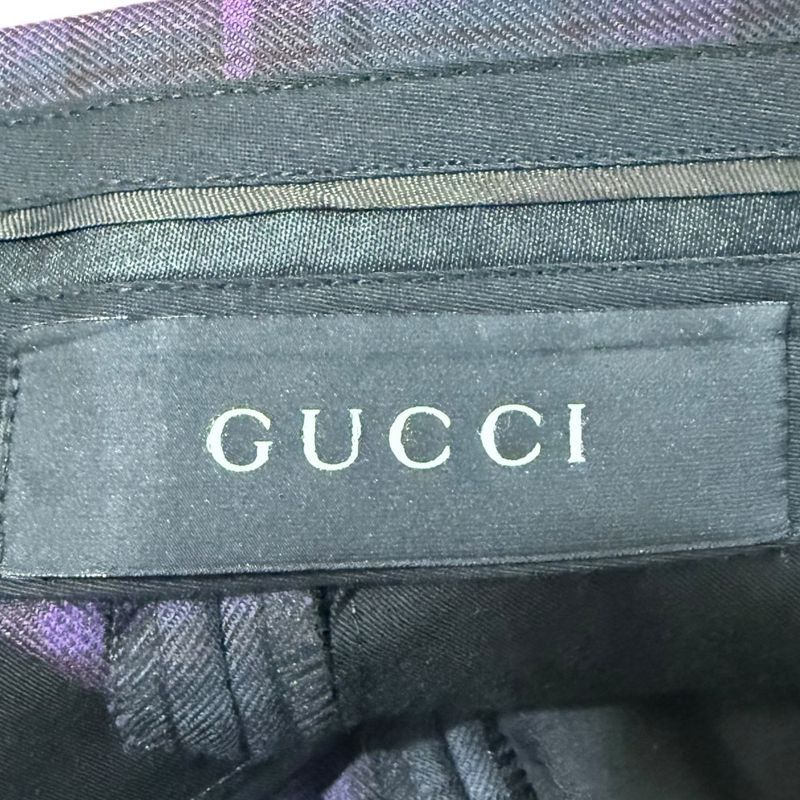 Gucci Checkered Slack Pants 44 Purple and Gray Men's Used