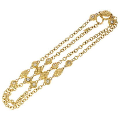 Chanel Chain Necklace Rhinestone Gold Vintage Pendant