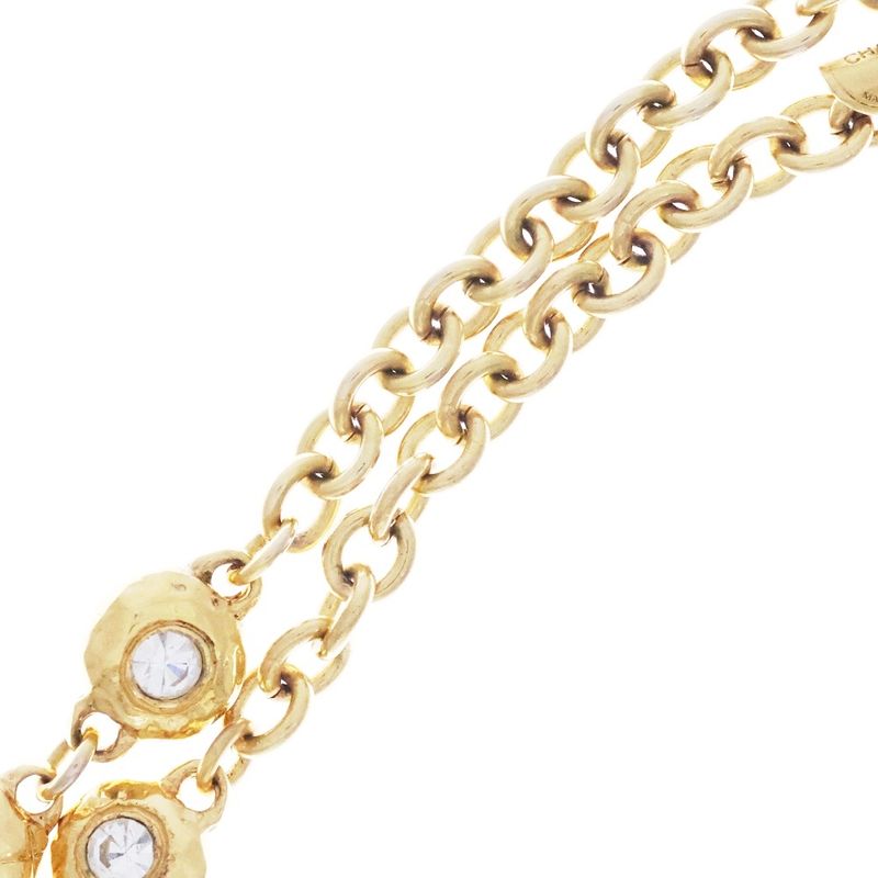 Chanel Chain Necklace Rhinestone Gold Vintage Pendant
