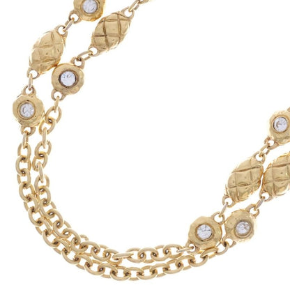 Chanel Chain Necklace Rhinestone Gold Vintage Pendant