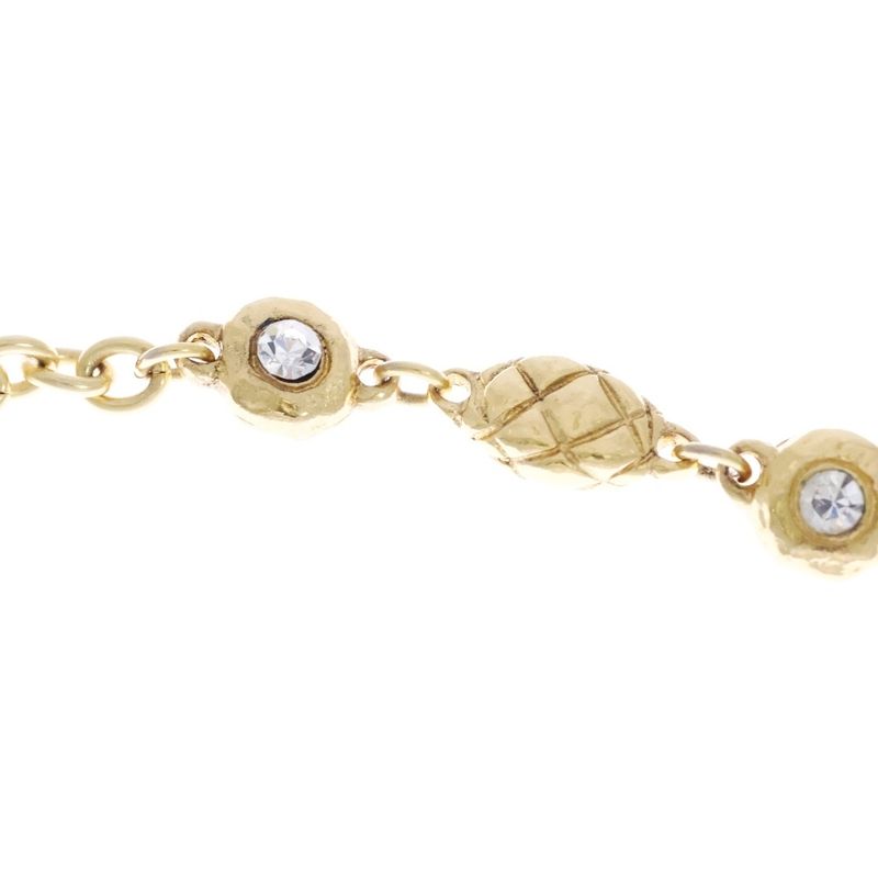 Chanel Chain Necklace Rhinestone Gold Vintage Pendant