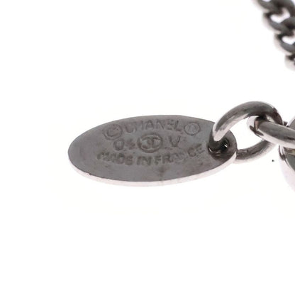 Chanel Coco Rhinestone Necklace Silver Metal Pendant 04V