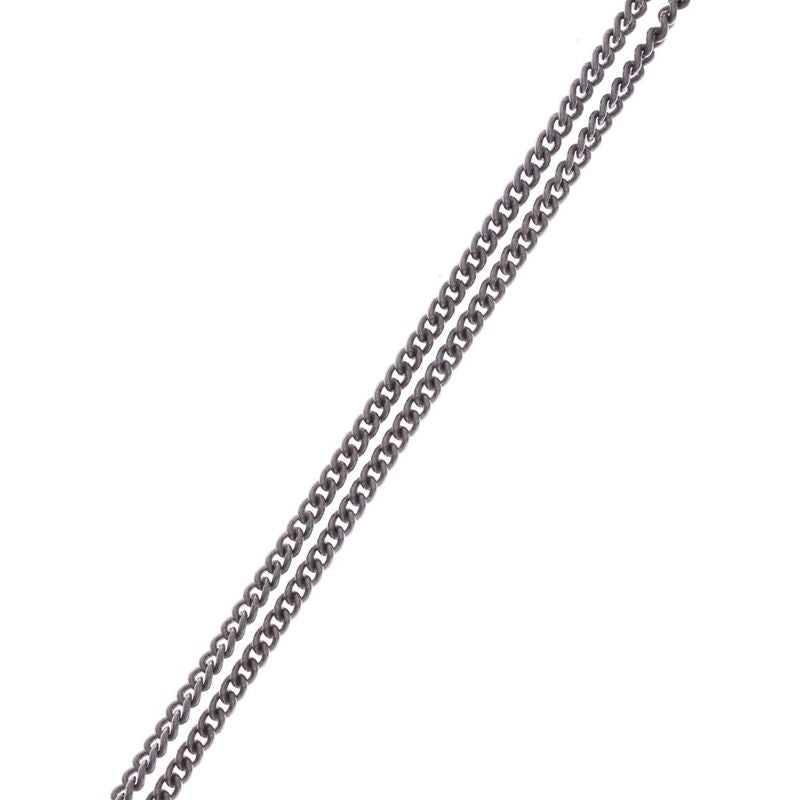 Chanel Coco Rhinestone Necklace Silver Metal Pendant 04V