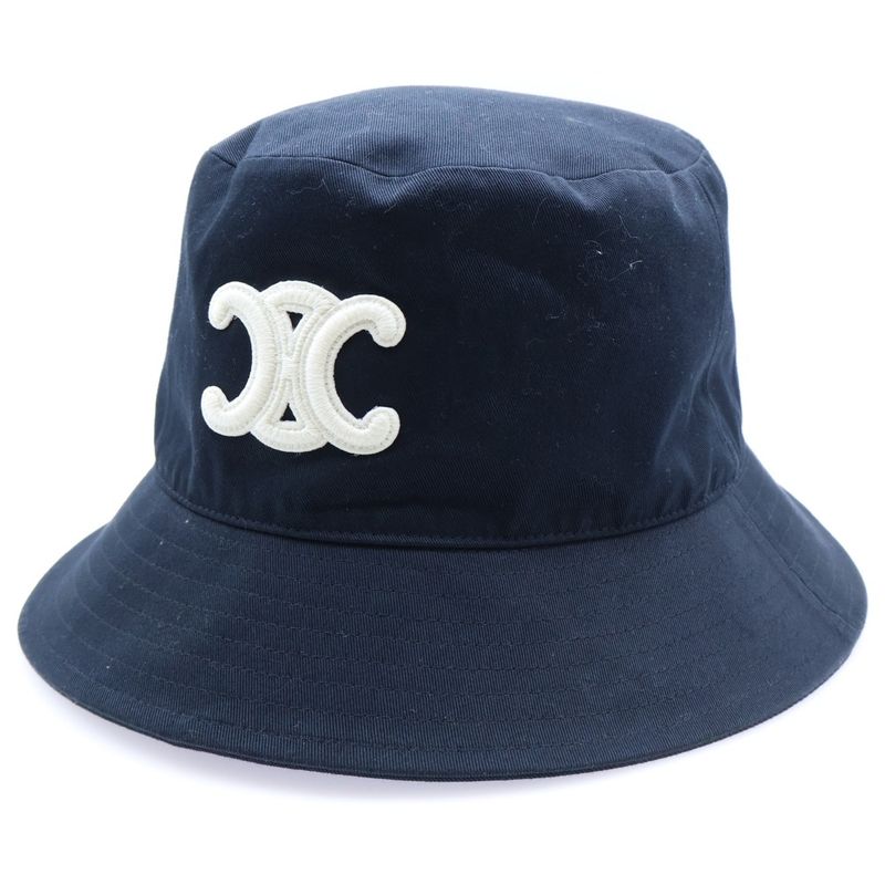 Celine Triomphe Bucket Hat Black Canvas Cotton L C455064