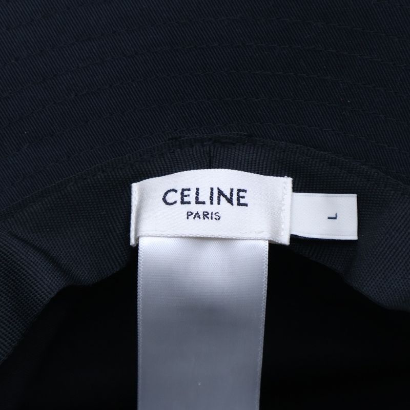 Celine Triomphe Bucket Hat Black Canvas Cotton L C455064