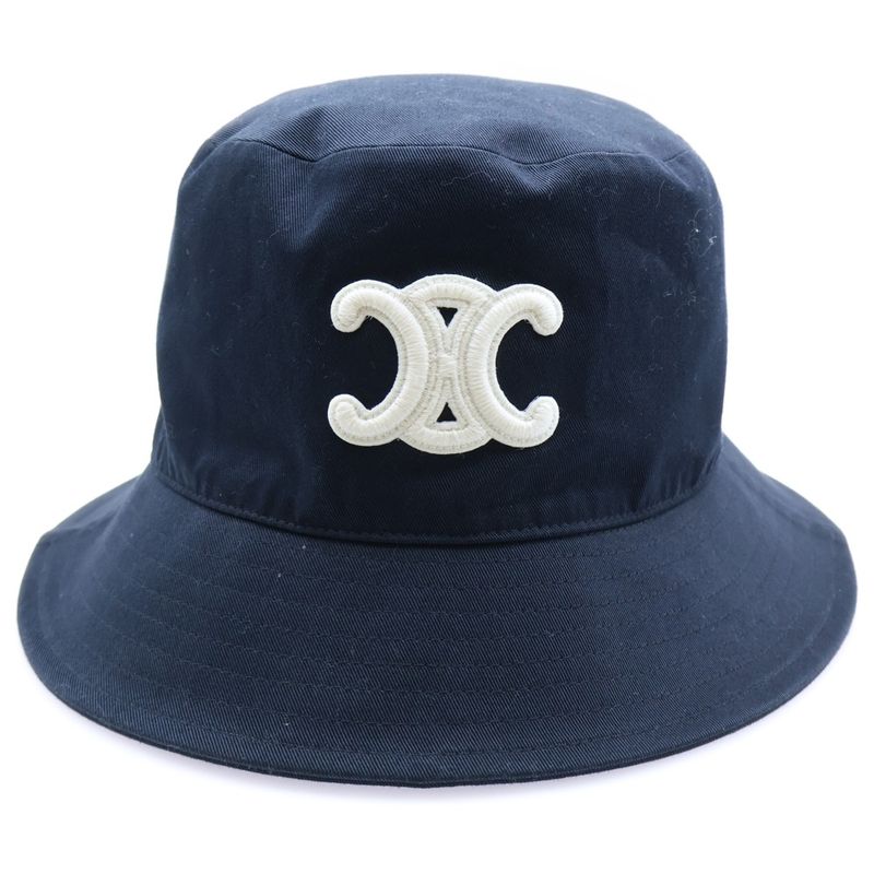 Celine Triomphe Bucket Hat Black Canvas Cotton L C455064