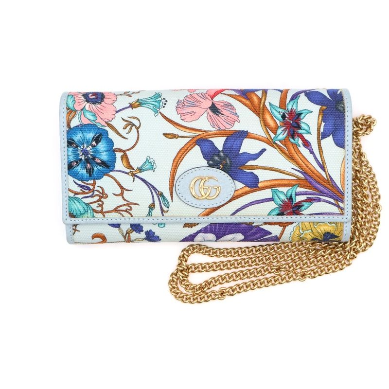Gucci Floral Print Flower Shoulder Wallet Chain Wallet Shoulder Bag Mini Bag