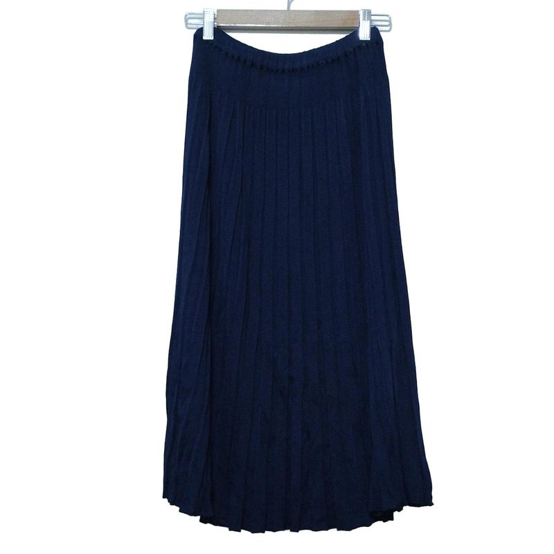 Dior/christian Dior Long Skirt Size M Women - Navy Pleated/knit/waist Togo M