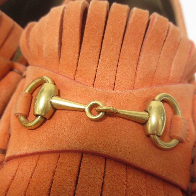 Good Gucci Suede Leather Horsebit Fringe Loafer Moccasins 36.5 Approx 23.5cm