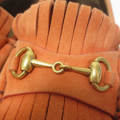 Good Gucci Suede Leather Horsebit Fringe Loafer Moccasins 36.5 Approx 23.5cm