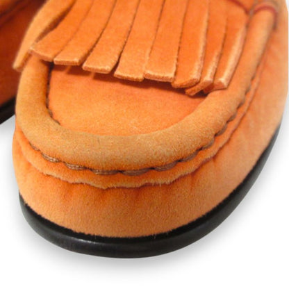 Good Gucci Suede Leather Horsebit Fringe Loafer Moccasins 36.5 Approx 23.5cm
