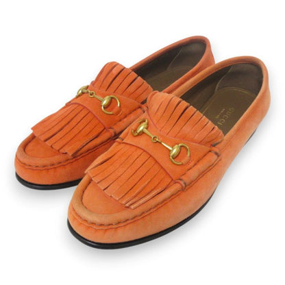 Good Gucci Suede Leather Horsebit Fringe Loafer Moccasins 36.5 Approx 23.5cm