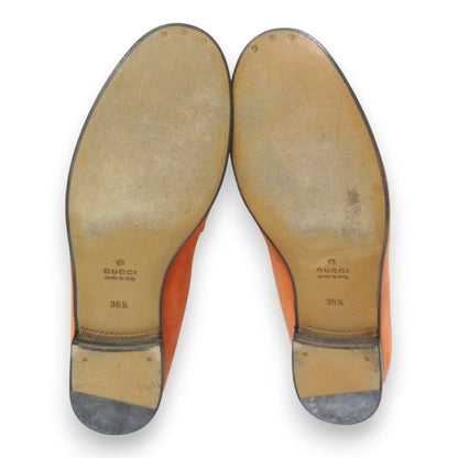 Good Gucci Suede Leather Horsebit Fringe Loafer Moccasins 36.5 Approx 23.5cm